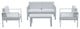 Benzara BM287851 Piece Outdoor Sofa, Chairs, /Table Set, Crisp White Aluminum