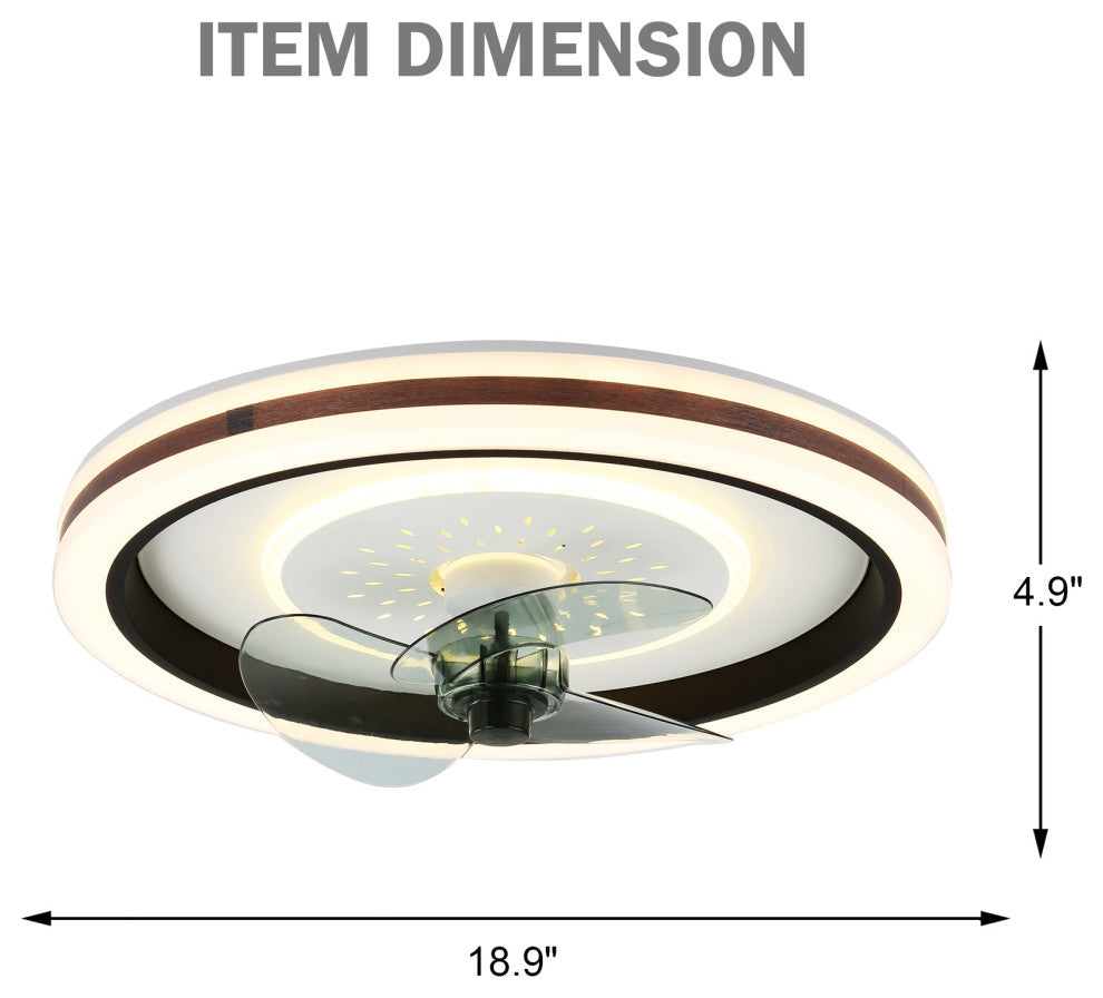 Bella Depot Modern Flush Mount  Reversible Ceiling Fan with Remote and LED Light