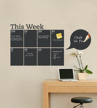Weekly Chalkboard Calendar, Wall Decal