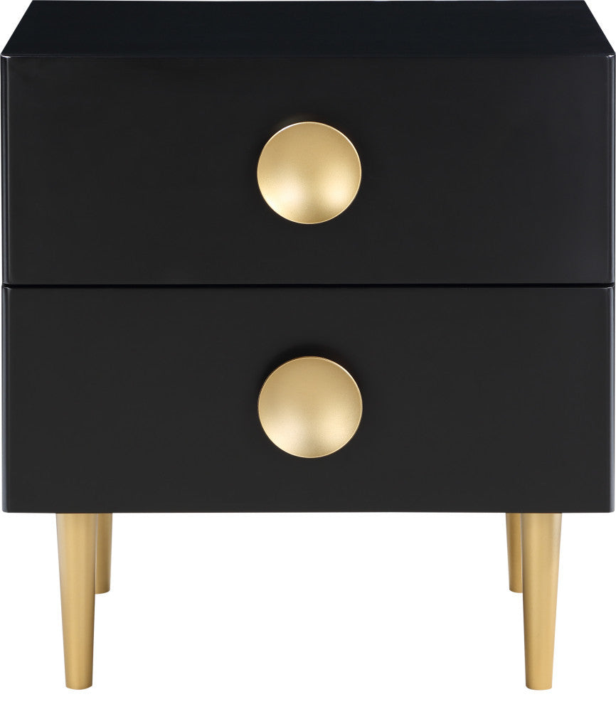 Zayne Wood / Metal Contemporary Nightstand, Rich Black Finish