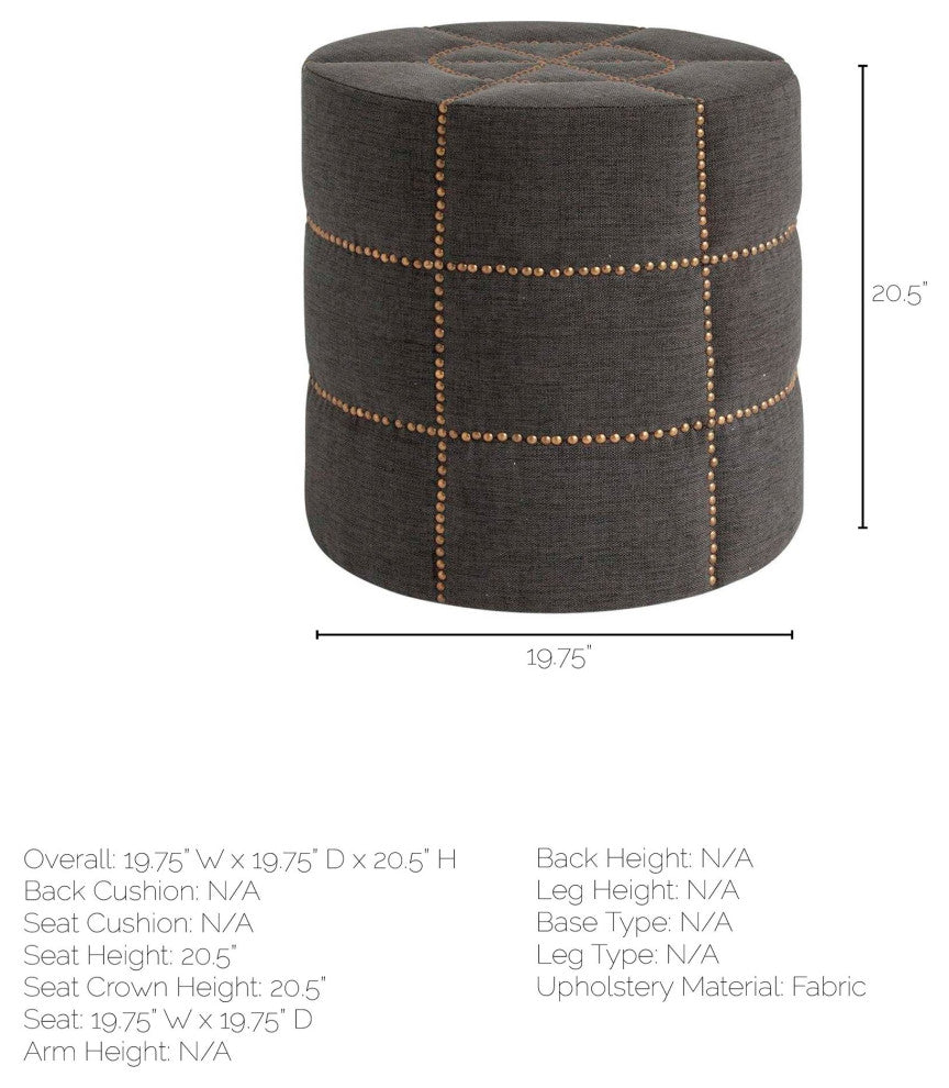 Dark Gray Ottoman With Metal Detailing