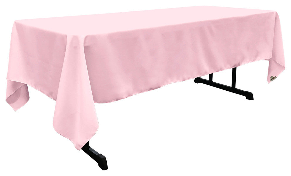 LA Linen Rectangular  Polyester Poplin Tablecloth, Light Pink, 60"x126"