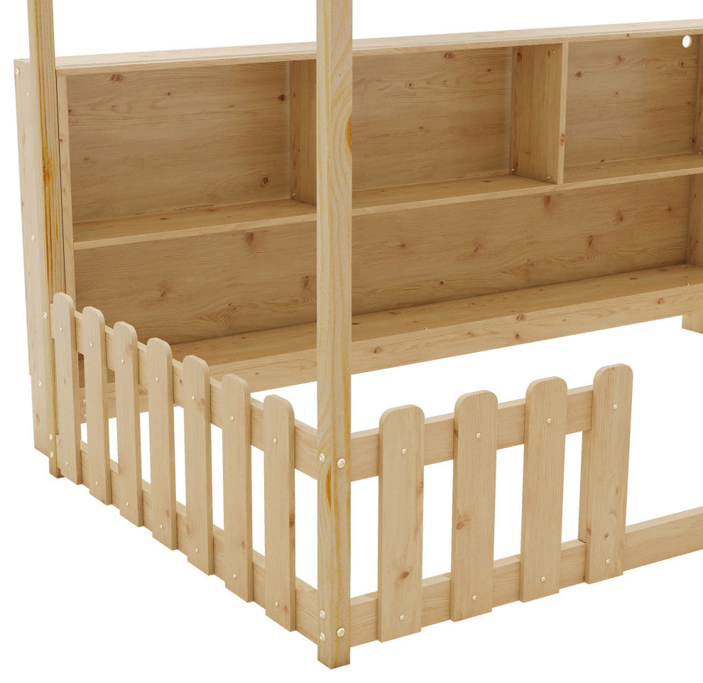 Gewnee Twin Size House Bed with LED Light