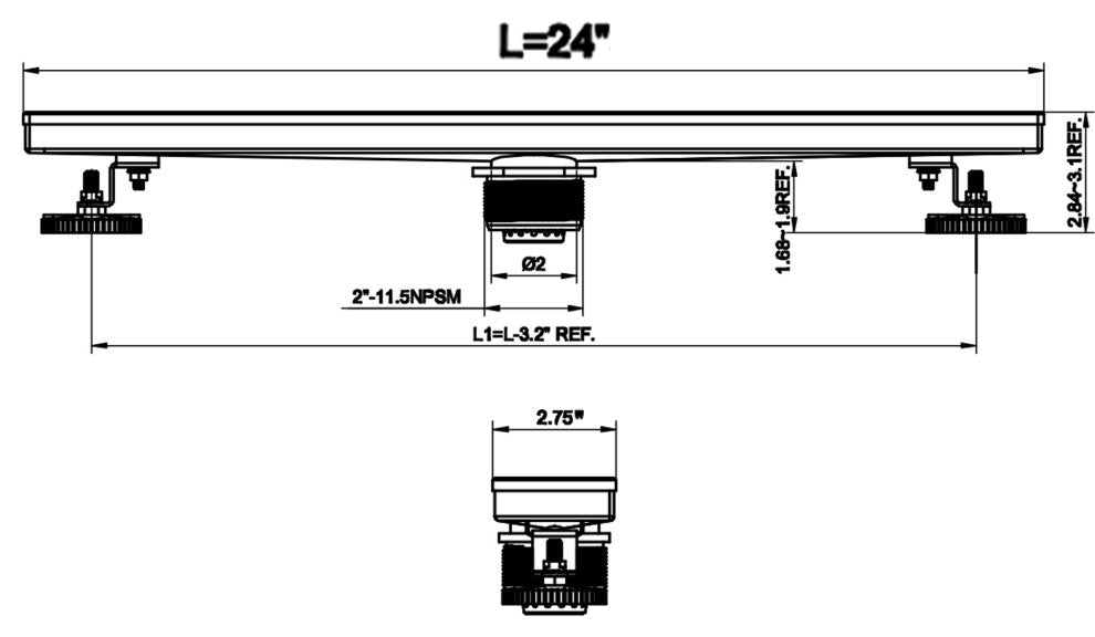 HEATGENE Linear Shower Drain Stainless Steel Rectangle, Matt Black, 24"