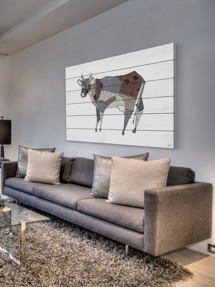 "La Vaca Modelada" Painting Print on White Wood, 60"x40"