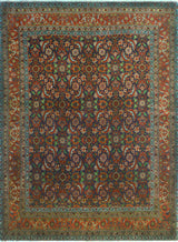 Fine Vintage Distressed Ebo Navy/Rust Rug, 4'9x6'2