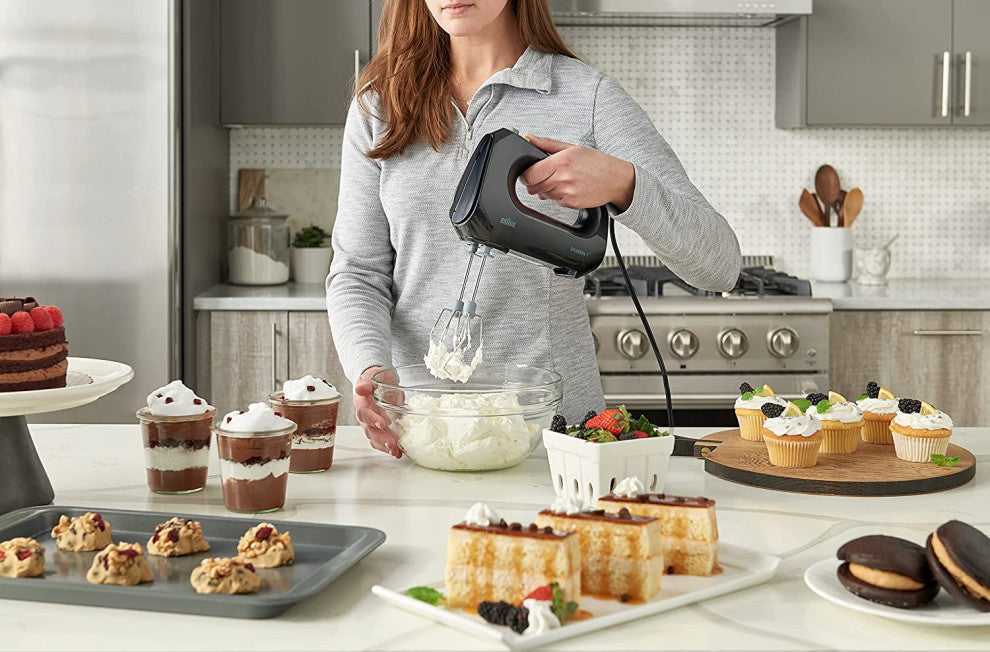 Braun Multimix 1 Hand Mixer w/Beaters, Dough Hooks and Accessory Bag - Black