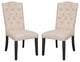 Set of 2 Linen Upholstered Side Chair, Beige/Weathered Espresso Finish