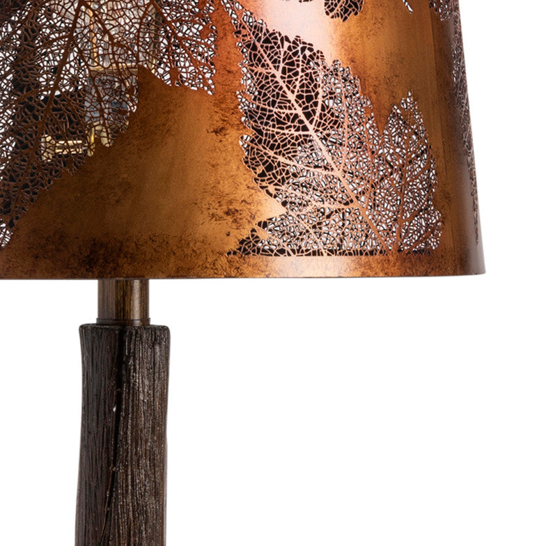 27"H Brown Resin Table Lamps With Bronze Tapered Drum Shade, Set of 2