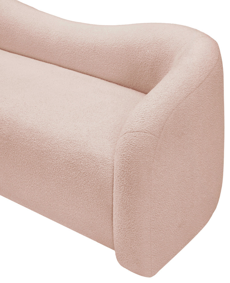 Kali Faux Shearling Teddy Fabric Upholseterd  Loveseat, Pink