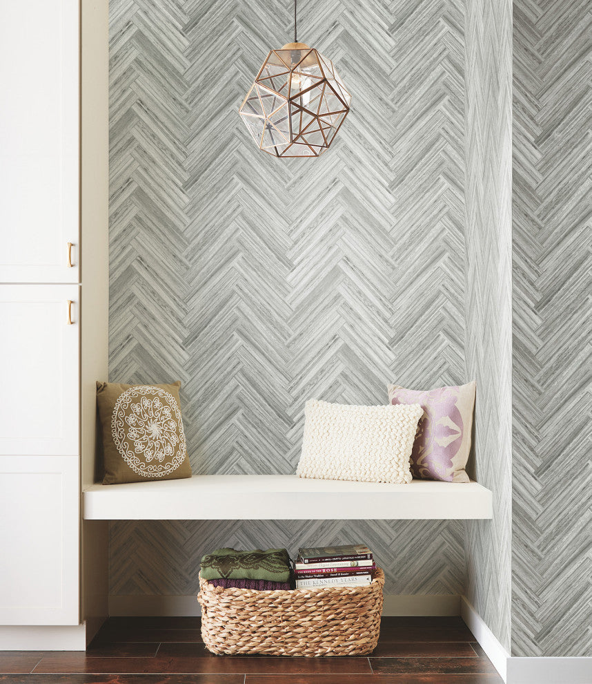 Hermosa Herringbone Blue Peel and Stick Wallpaper