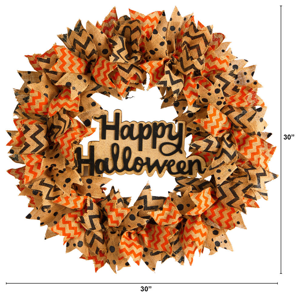 Nearly Natural W1194 30 Halloween Burlap Ribbon Wreath