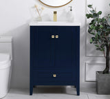 24" Single Bathroom Vanity Set, White, Blue, 24