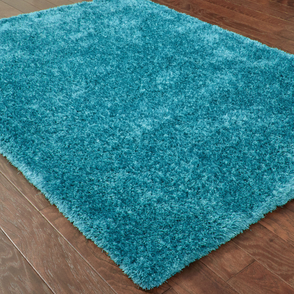 Milan Shag Shag Teal Rug, 5'x7'