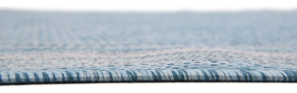 Unique Loom Aquamarine Soft Border Outdoor 5' 0 x 8' 0 Area Rug