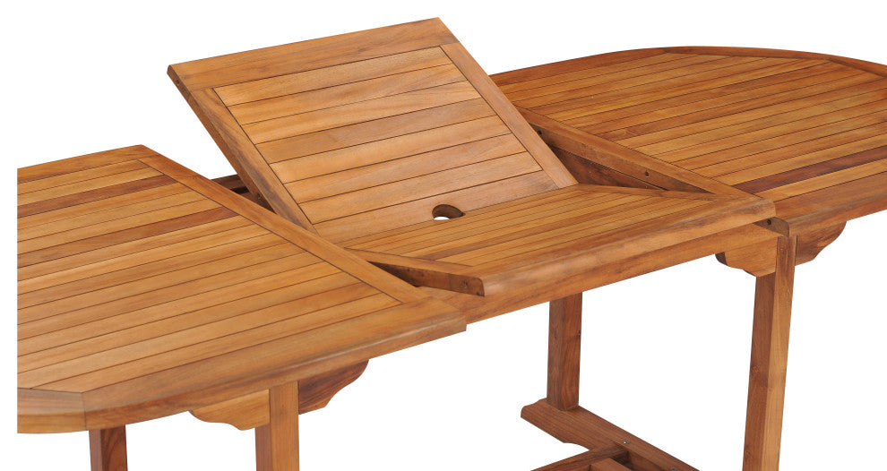 Teak Wood Orleans Oval Outdoor Patio Extension Dining Table