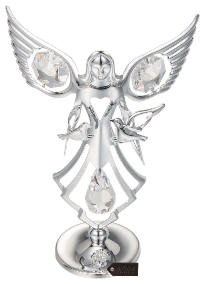 Matashi Chrome Plated Angel w/ Doves Figurine