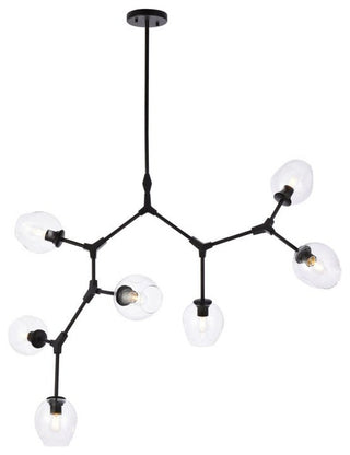 Elegant Lighting 1712G57 Cavoli 7 Light 57"W Abstract Chandelier - Black
