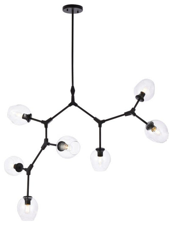 Elegant Lighting 1712G57 Cavoli 7 Light 57"W Abstract Chandelier - Black
