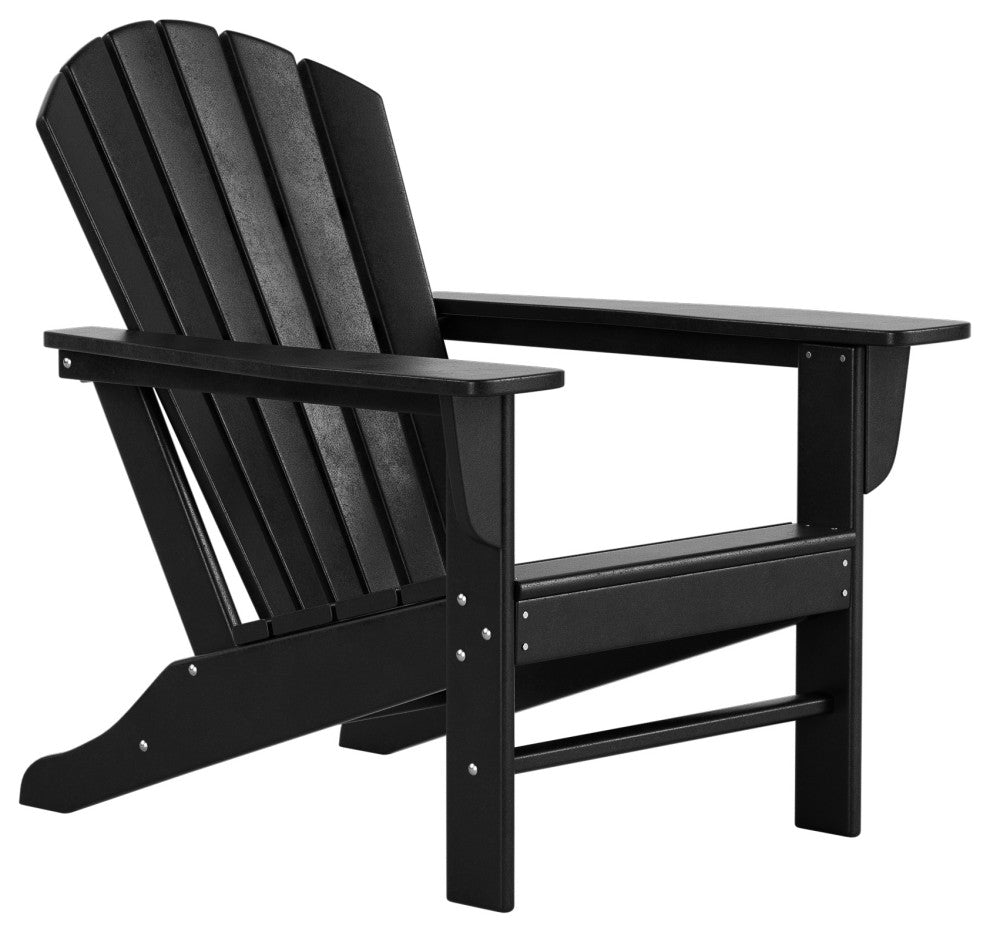 WestinTrends 3PC Outdoor Patio Poly Lumber Adirondack Chairs w/ Side Table Set, Black