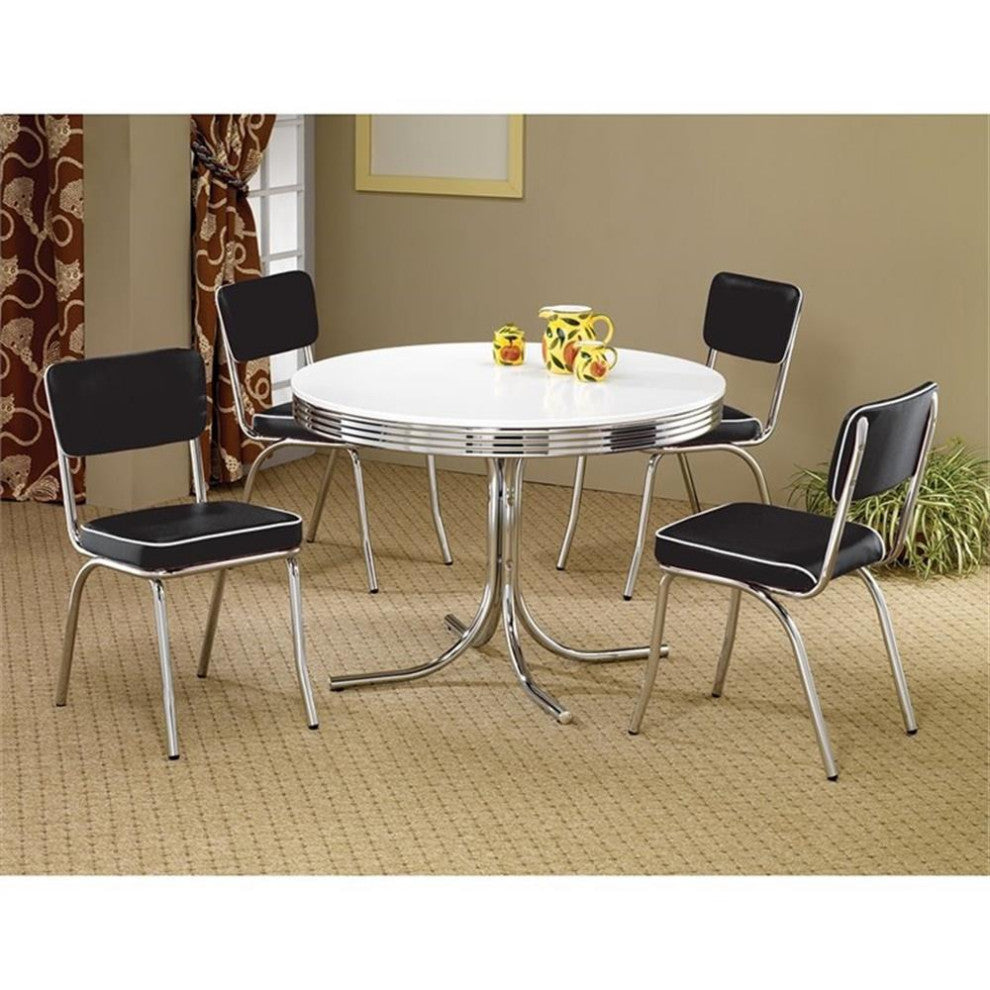 Catania Modern / Contemporary Round Dining Table in White and Chrome