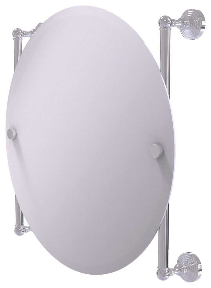 Waverly Place Round Frameless Rail Mounted Mirror, Polished Chrome