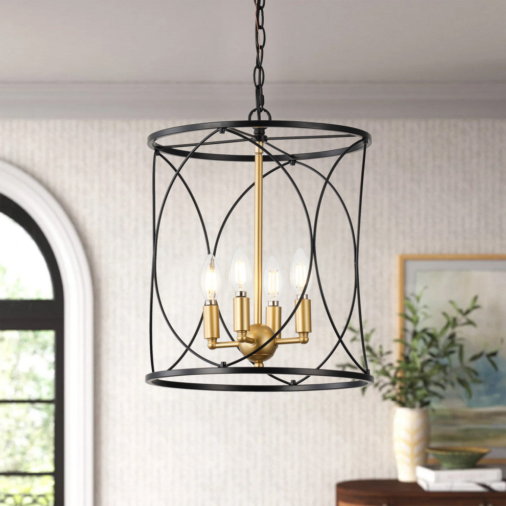 Farmhouse Metal Cylinder Frame 3-Light Pendant Lighting Fixture