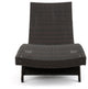 GDF Studio Lakeport Outdoor Wicker Adjustable Chaise Lounge With Navy Cushion