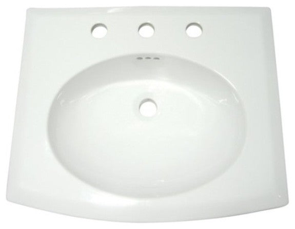 Courtyard White China Countertop Bathroom Sink with 8" Center LBTS22187W38