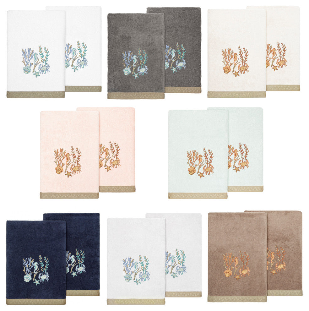 Linum Home Textiles 100% Turkish Cotton AARON 2PC Embellished Bath Towel Set