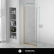 Single Fixed Glass Shower Panel - Clear Tempered Frameless Shower Glass Door, Satin Brass, 34"