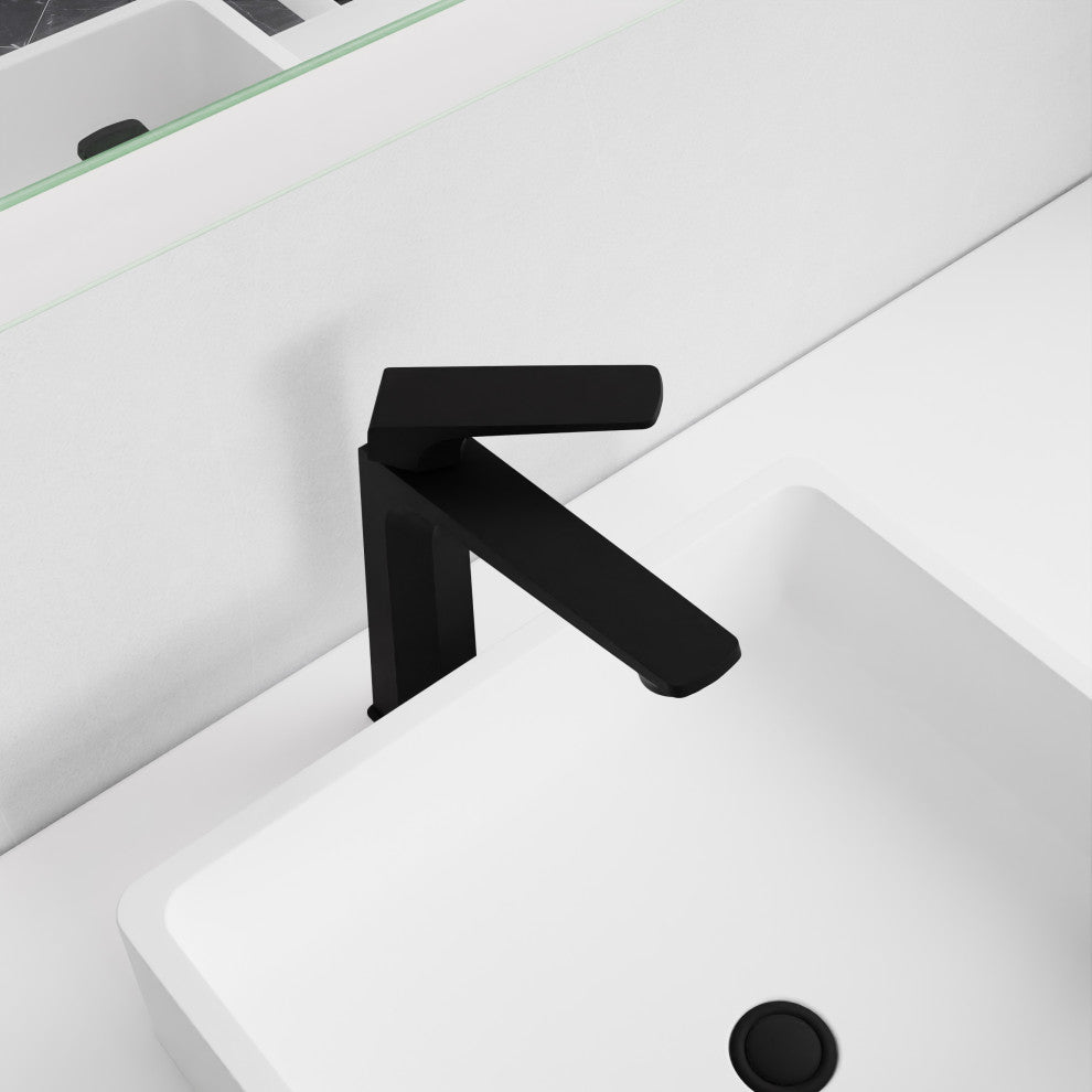 1-Handle Bathroom Vessel Sink Faucet, Matte Black