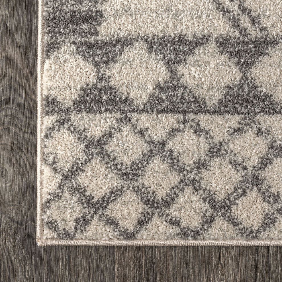 Amir Moroccan Beni Souk Rug, Cream/Gray, 5 X 8