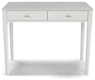 Meno 36" Rectangular Italian Carrara White Marble Console Table, White