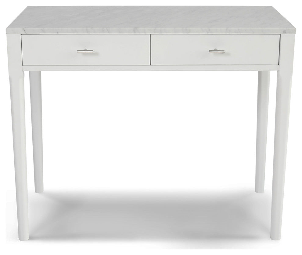 Meno 36" Rectangular Italian Carrara White Marble Console Table, White