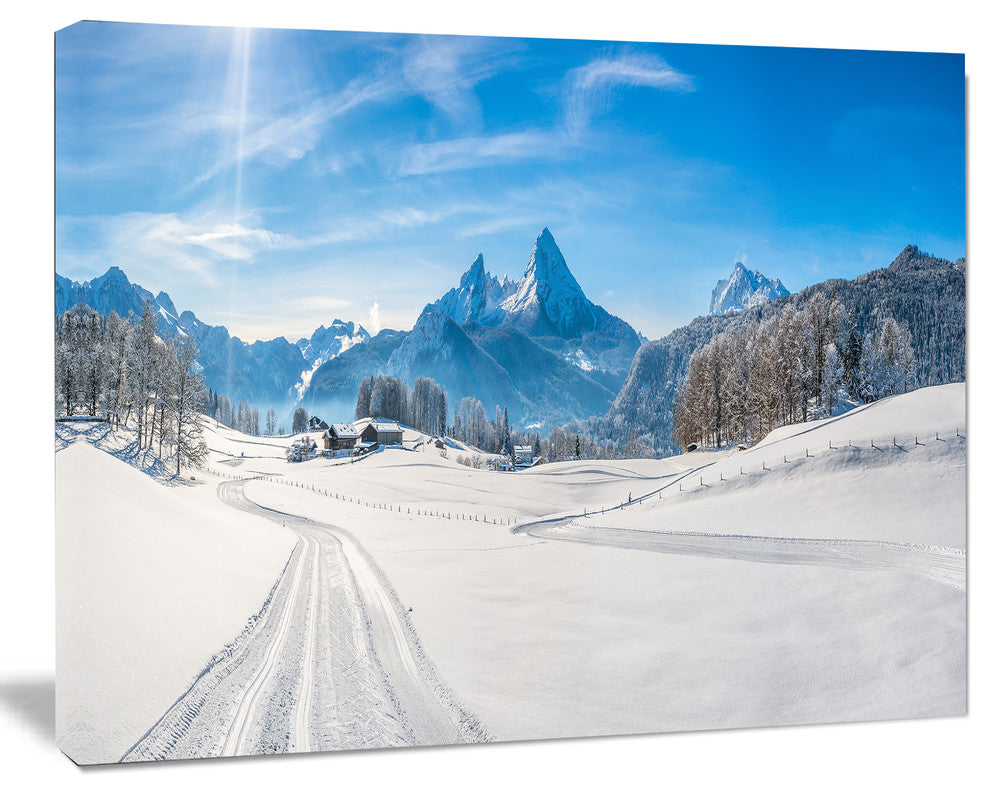 Winter in Bavarian Alps Panorama, Landscape Canvas Art Print, 20"x12"