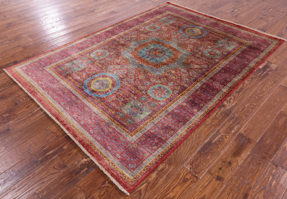 Mamluk Geometric Hand-Knotted Wool Rug 5' 7" X 7' 10" - Q12276