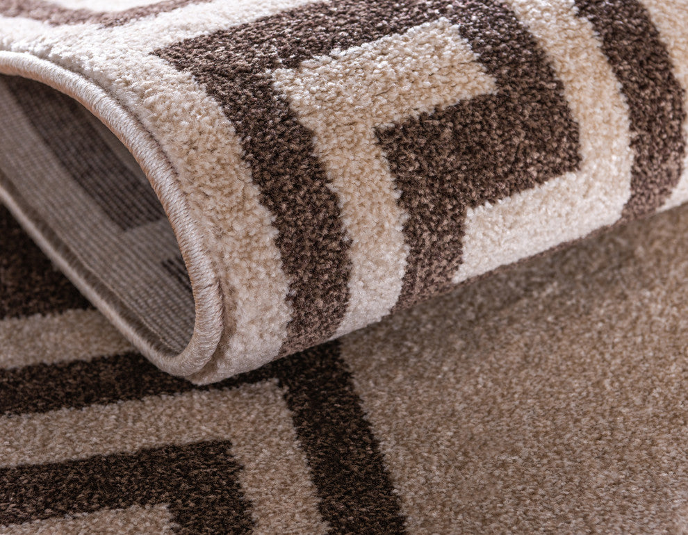 Unique Loom Beige Athens Modern 6' 0 x 6' 0 Round Rug