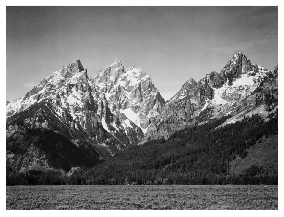 "Grassy valley, snow covered peaks, Grand Teton NP, 1941" Paper Art, 24"x19"