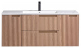 Fiore Wall Mount Modern Bathroom Vanity, Oakwood, 48", Single Sink