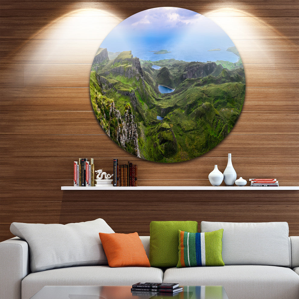 Quiraing Skye Highland Scotland, Landscape Round Metal Wall Art, 11"