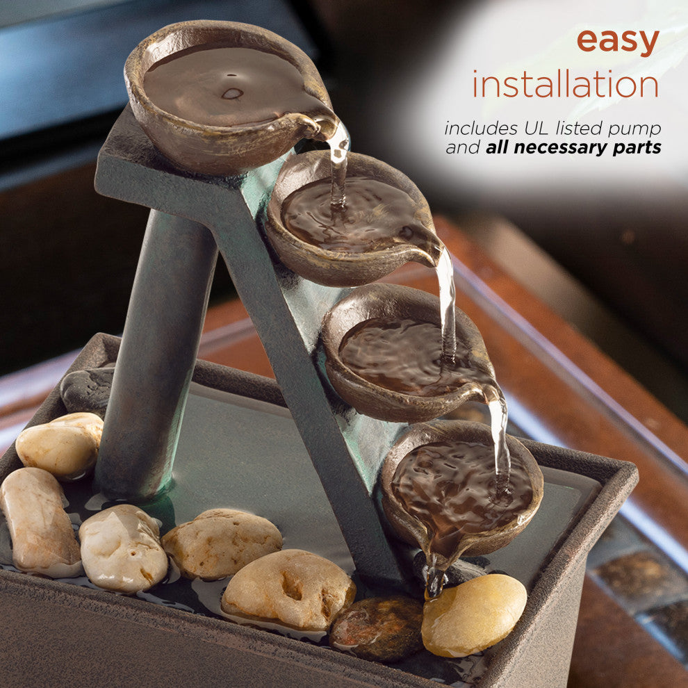 Alpine 4-Tier Step Tabletop Fountain, 8" Tall