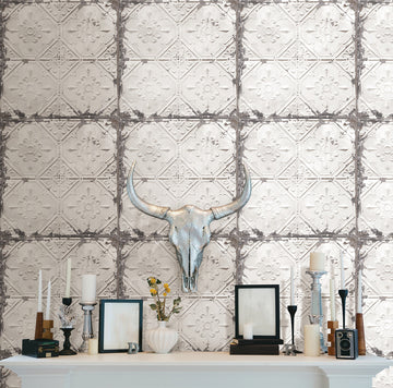 Tin Ceiling Tile Peel and Stick Wallpaper, Sample