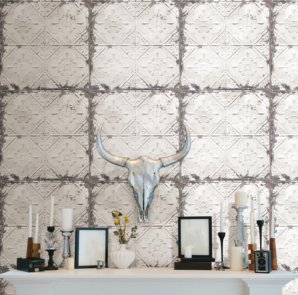 Tin Ceiling Tile Peel and Stick Wallpaper, Sample