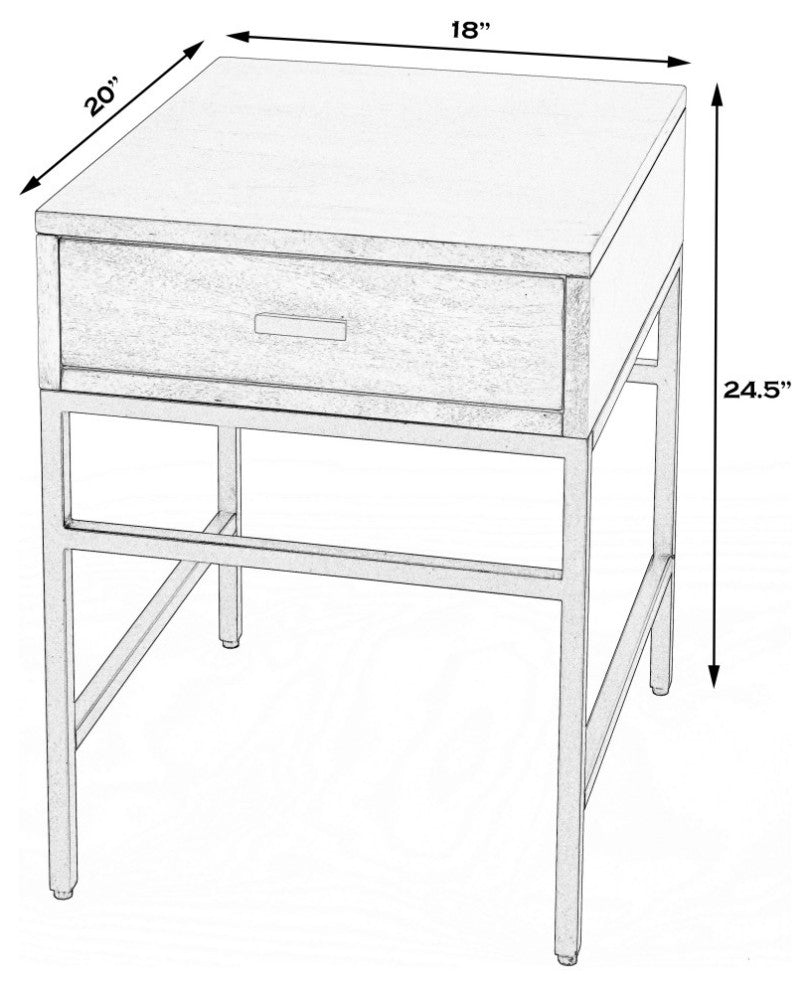 Hans 1 Drawer Wood and Iron End Table