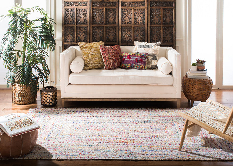 Safavieh Braided Collection BRD210 Rug, Ivory/Multi, 5'x8'