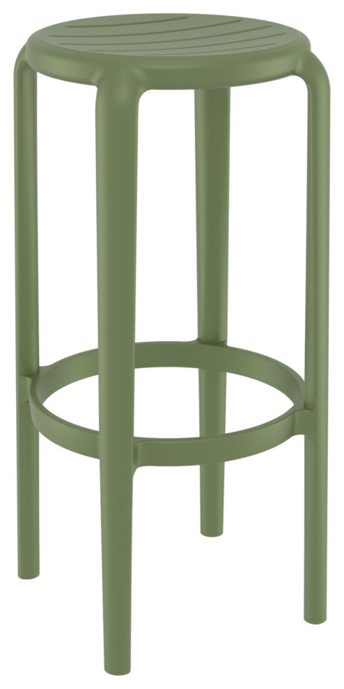 Tom Resin Bar Stool, Set of 2, Black, Olive Green