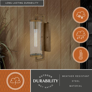 Morgan Park 1-Light Warm Brass Dusk to Dawn Modern Outdoor Wall Sconce Fixture, Warm Brass, 4.25"wx16"hx7"d