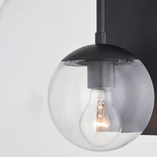 Keeler 1 Light Matte Black Indoor Outdoor Wall Sconce Clear Glass Globe Shade