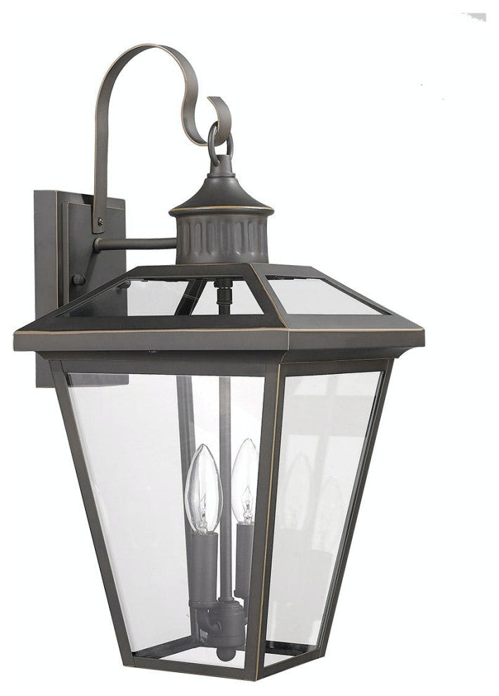 2 Light Traditional Porch Lantern in Oiled Bronze